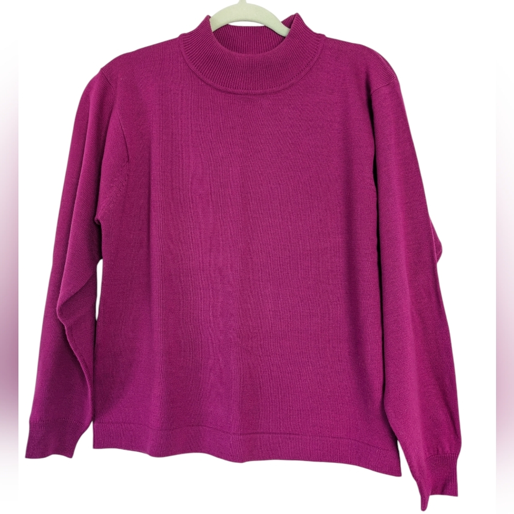 Vintage Napa Valley Wool Bownd Sweater Mock Neck Magenta